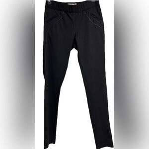 Pink Rose Black Pull On Leggings Equestrian Seams Zipper Pockets M